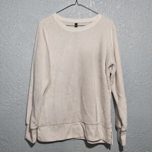 GAIAM Super Soft White Long Sleeve Crew Neck Women's Sz L Split Sides